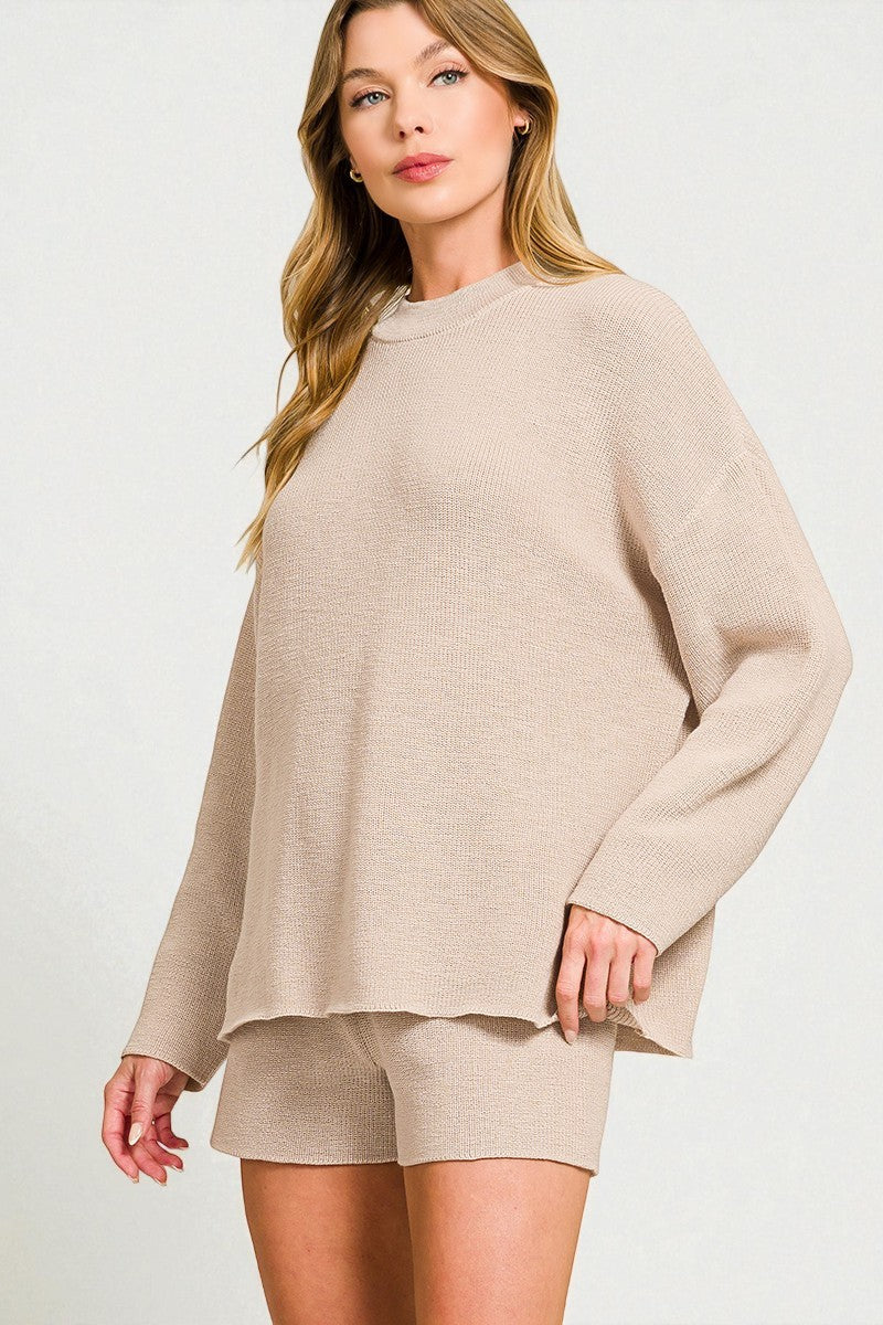 Oatmeal Ribbed Lounge Set