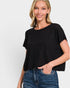 Black Textured Knit Boxy Tee