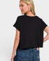 Black Textured Knit Boxy Tee