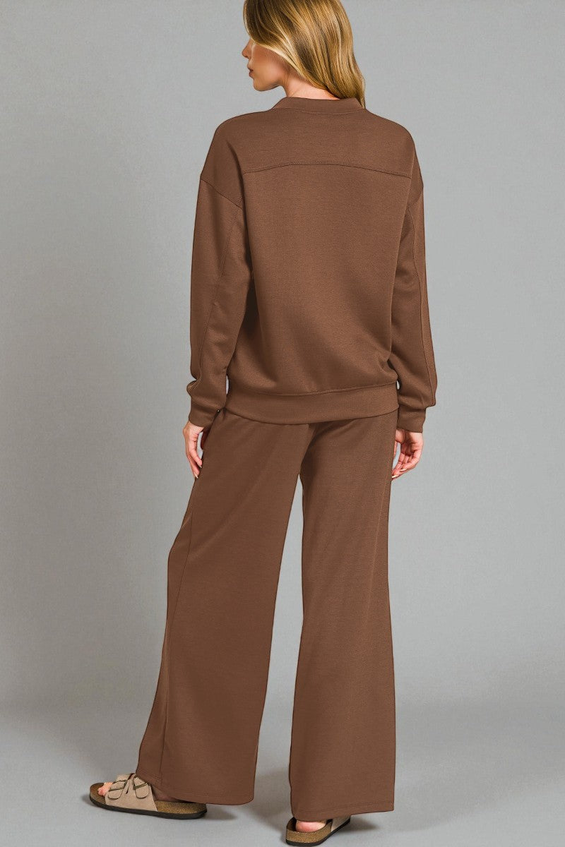 Mocha Wide Leg Lounge Set