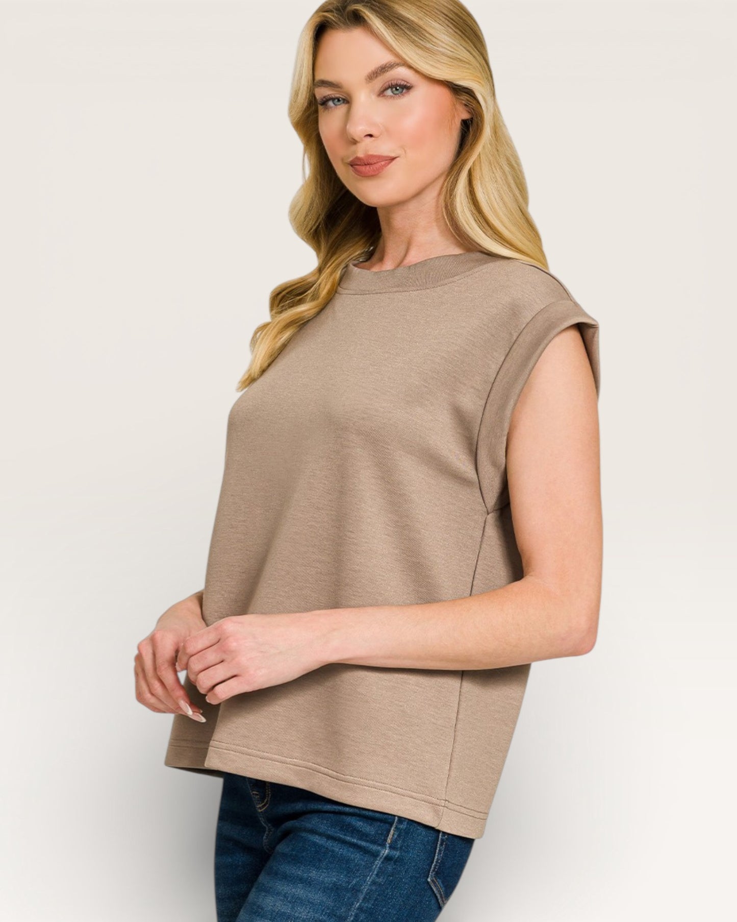 Mocha Cap Sleeve Muscle Tee