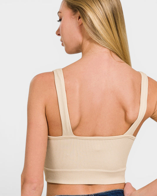 Ivory Ribbed Seamless Brami Top