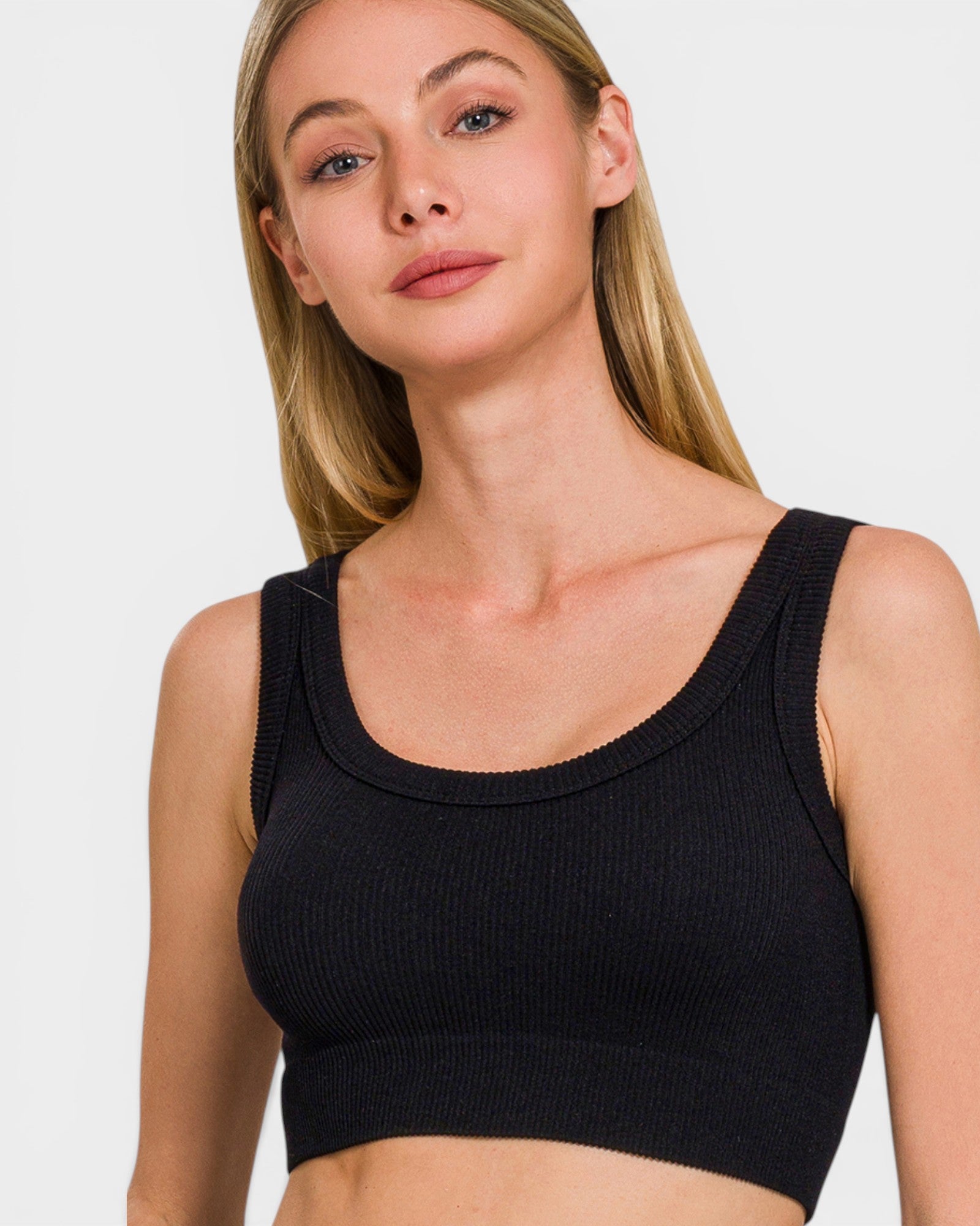 Black Ribbed Seamless Bralette