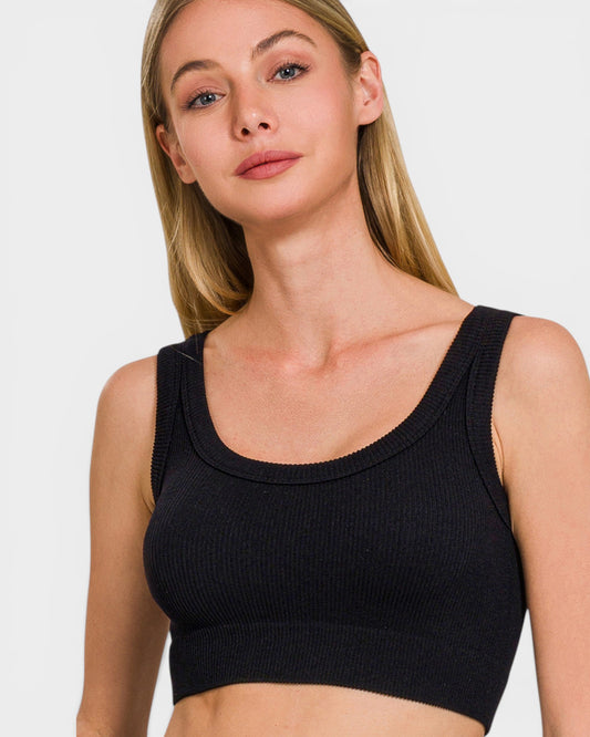 Black Ribbed Seamless Bralette