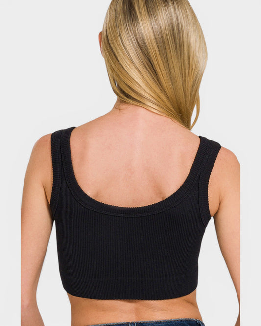 Black Ribbed Seamless Bralette