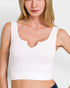 White Ribbed Notch Neck Brami
