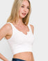 White Ribbed Notch Neck Brami