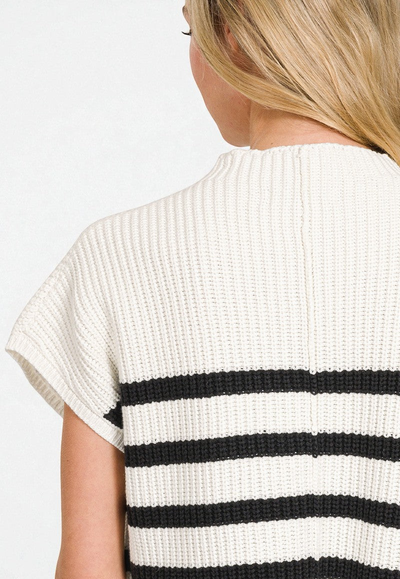 Ivory & Black Striped Knit Top