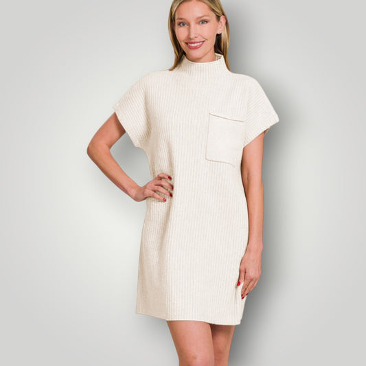 Ivory Rib Knit Mini Dress