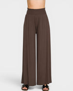 Brown wide-leg pants on a white background