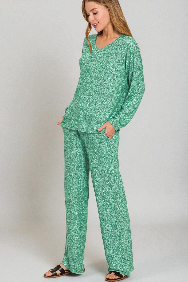 Sage Speckle Knit Lounge Set
