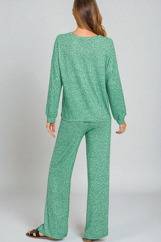 Sage Speckle Knit Lounge Set
