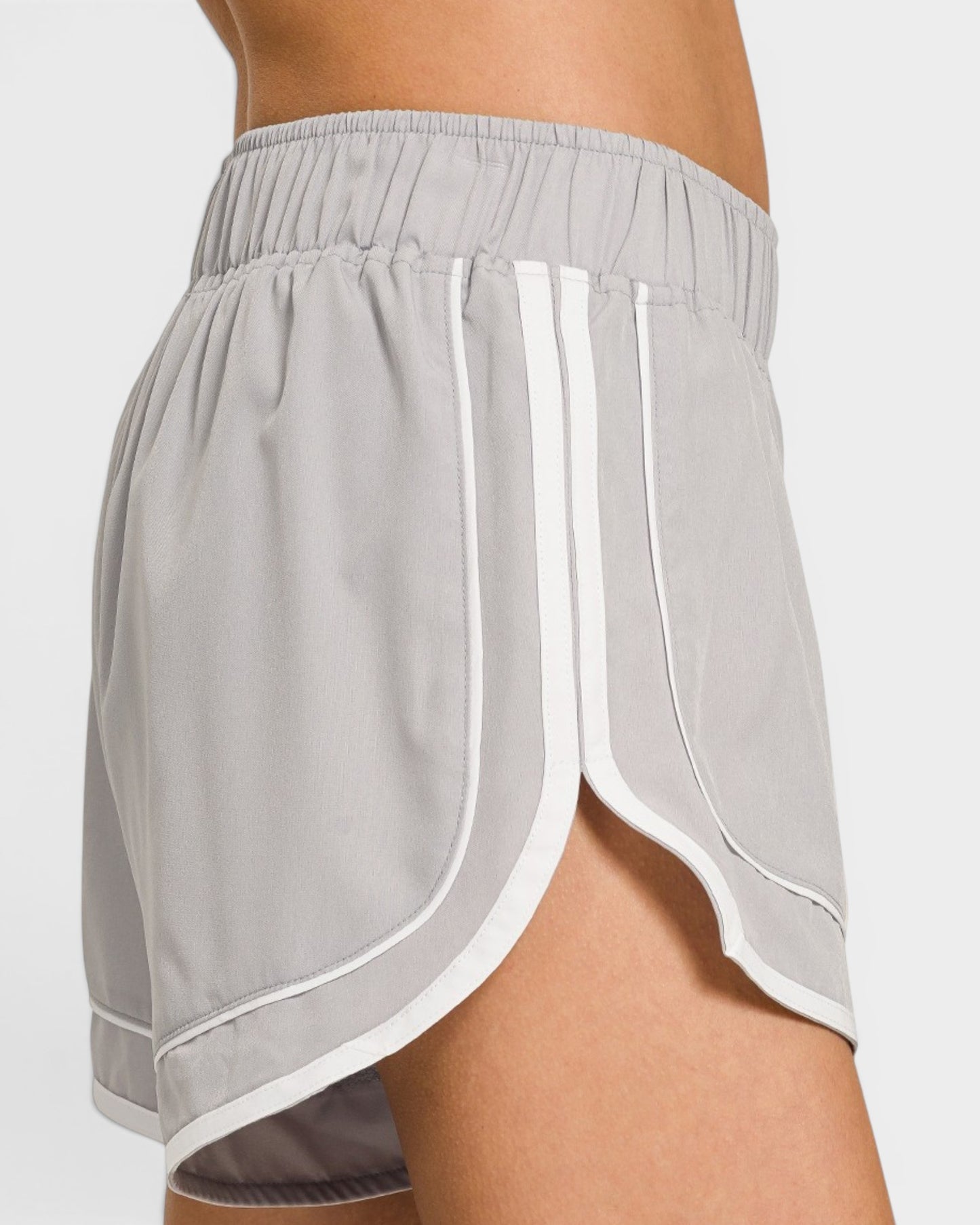Light Gray Contrast Trim Running Shorts