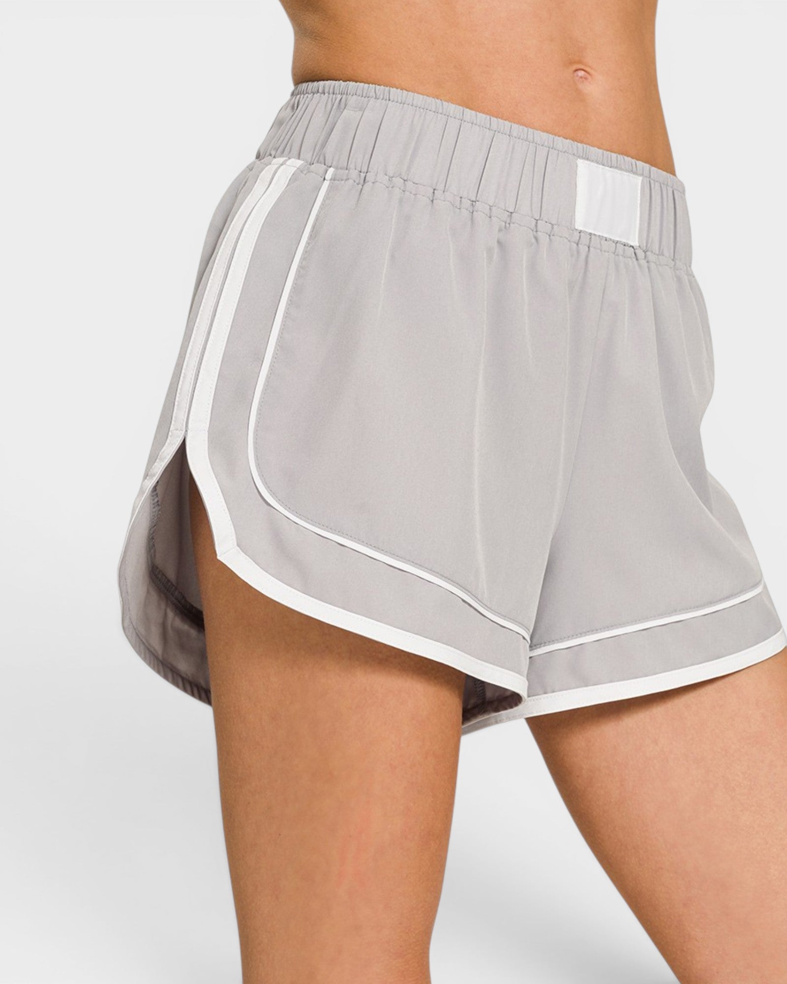 Light Gray Contrast Trim Running Shorts