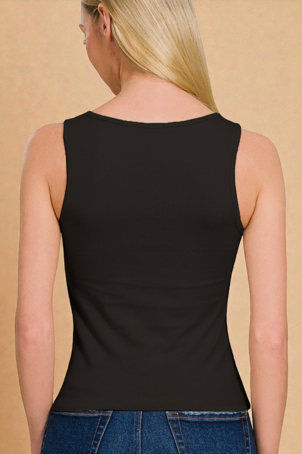 Black Square Neck Tank