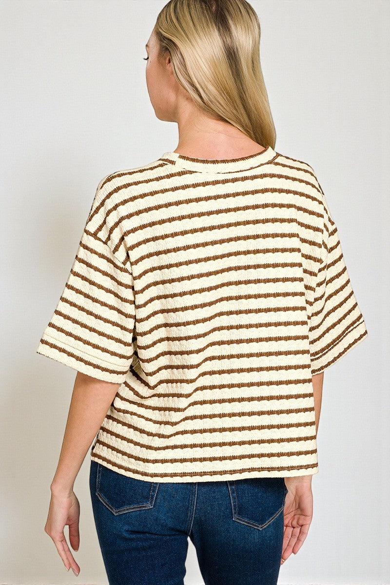 Ivory & Brown Stripe Lounge Set