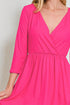 Robe courte à volants et manches trois-quarts avec poches en rose vif