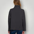 Person wearing a dark gray jacket on a white background