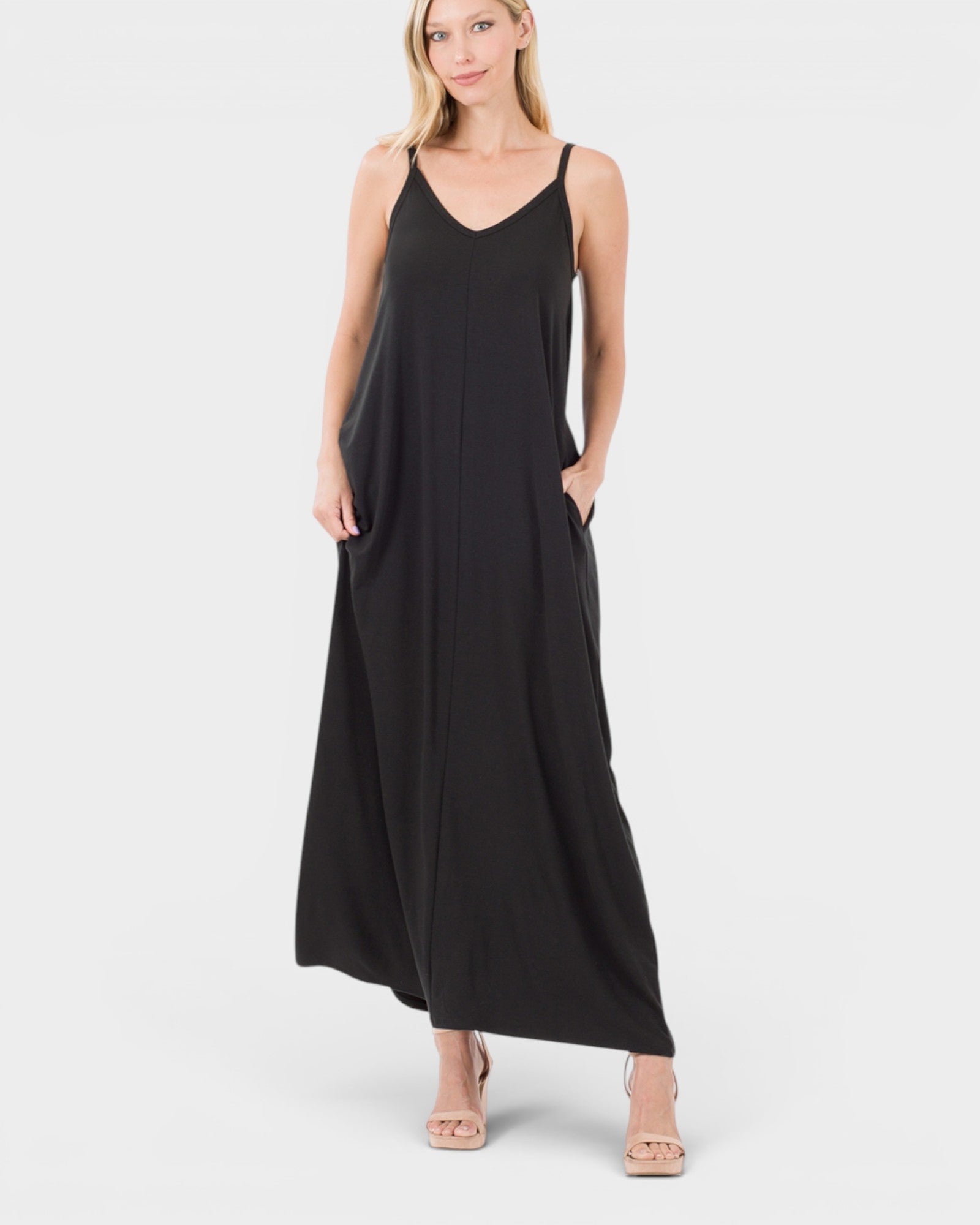 Black V-Neck Maxi Dress