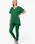 Ensemble de détente avec t-shirt à manches courtes et leggings à col en V en vert foncé