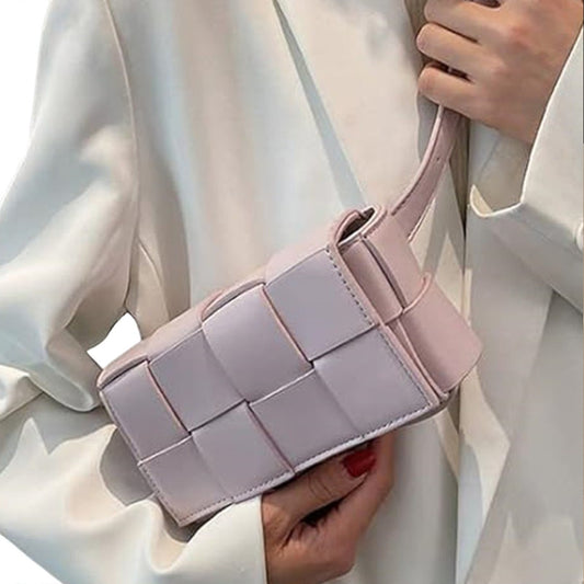 Vegan Leather Woven Crossbody Bag