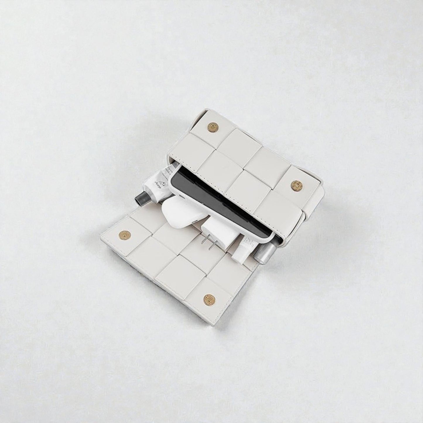 Vegan Leather Woven Crossbody Bag