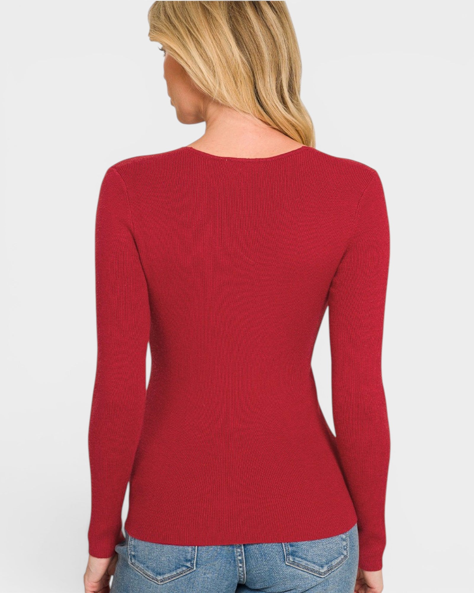 Cabernet V-Neck Ribbed Sweater