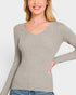 Heather Gray V-Neck Ribbed Sweater
