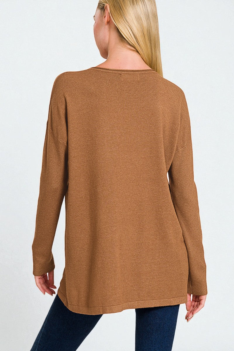 Camel Pocket Tunic Sweater