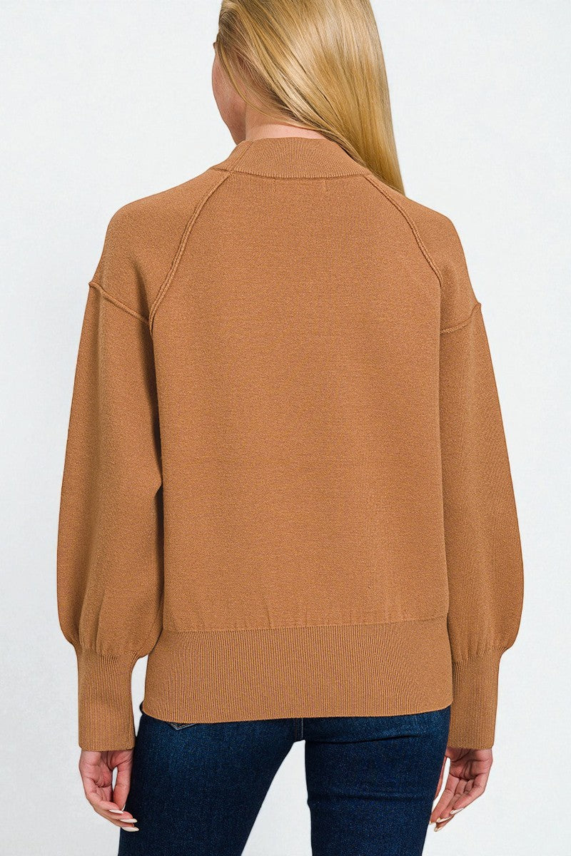 Camel Mock Neck Sweater