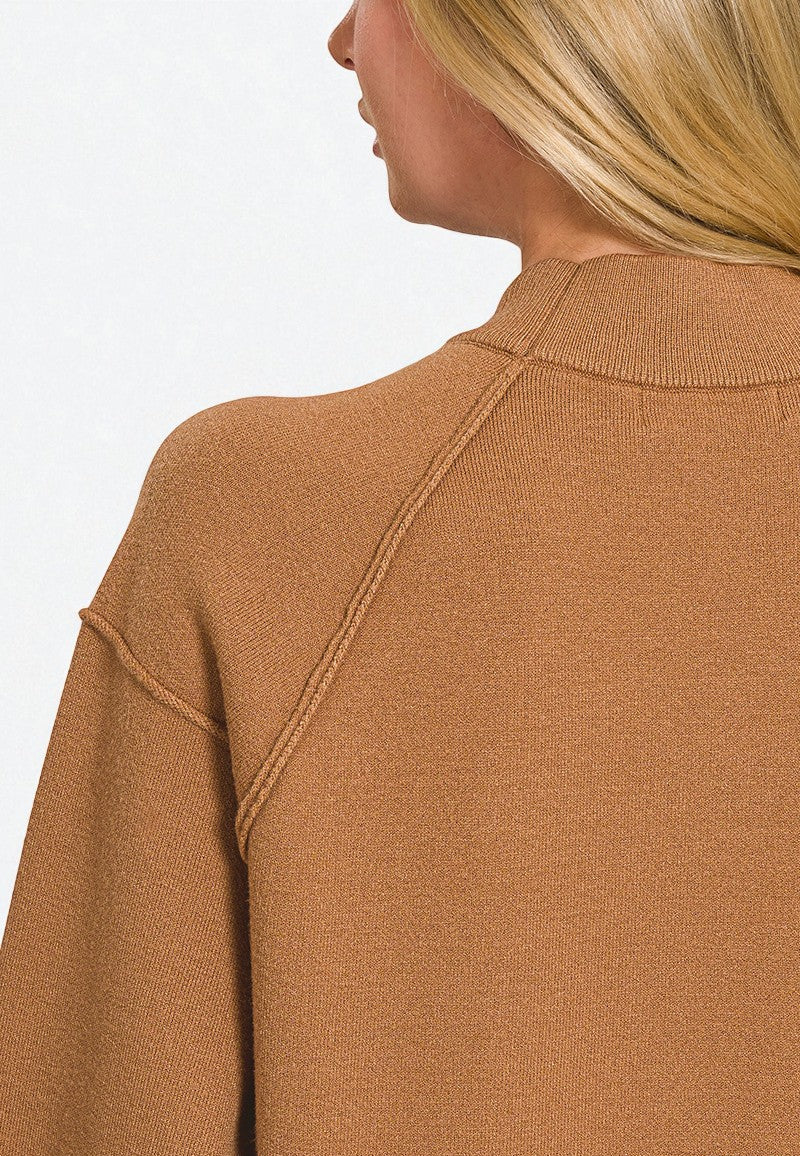 Camel Mock Neck Sweater
