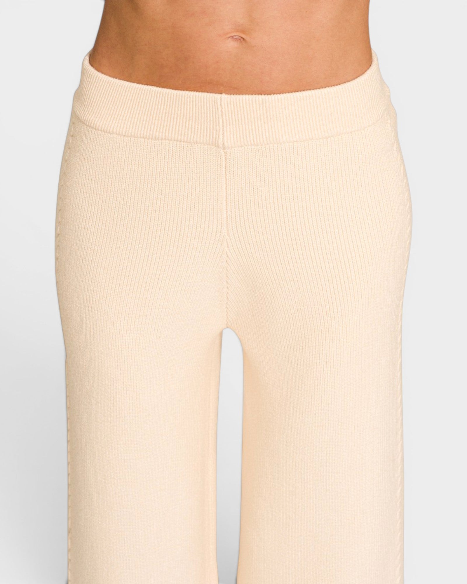 Ivory Ribbed Knit Top & Pants Set