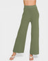 Green wide-leg pants on a white background
