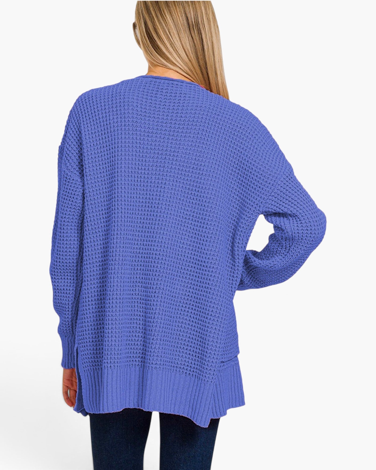 Cardigan ouvert en tricot gaufré en Marlin