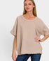 Taupe Textured Cotton Short Sleeve Top
