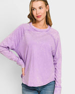 Lavender Washed Cotton Long Sleeve Top