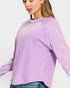Lavender Washed Cotton Long Sleeve Top