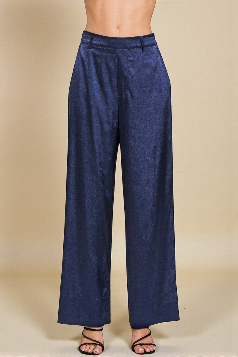 Navy blue pants on a beige background