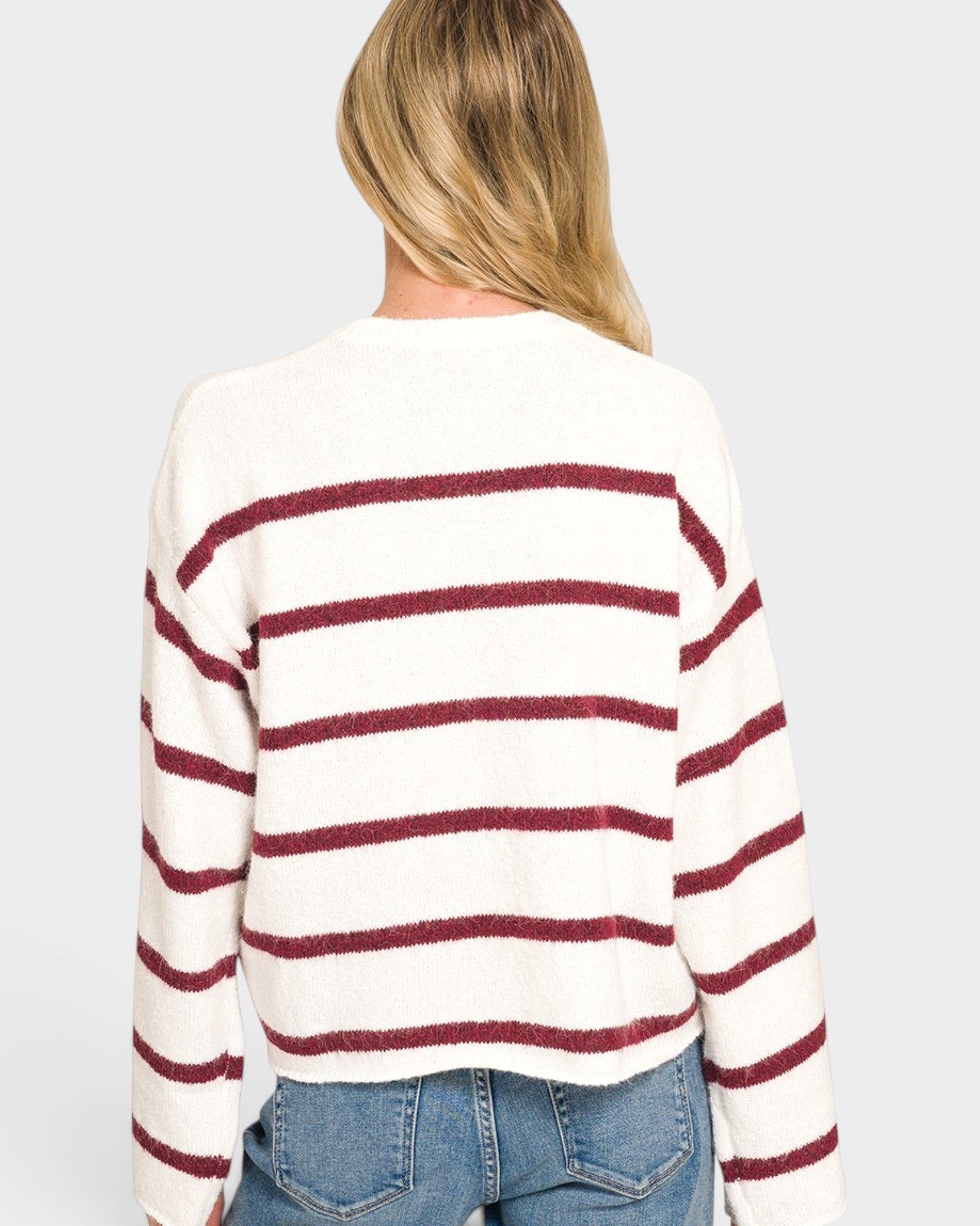 Burgundy Stripe Knit Sweater