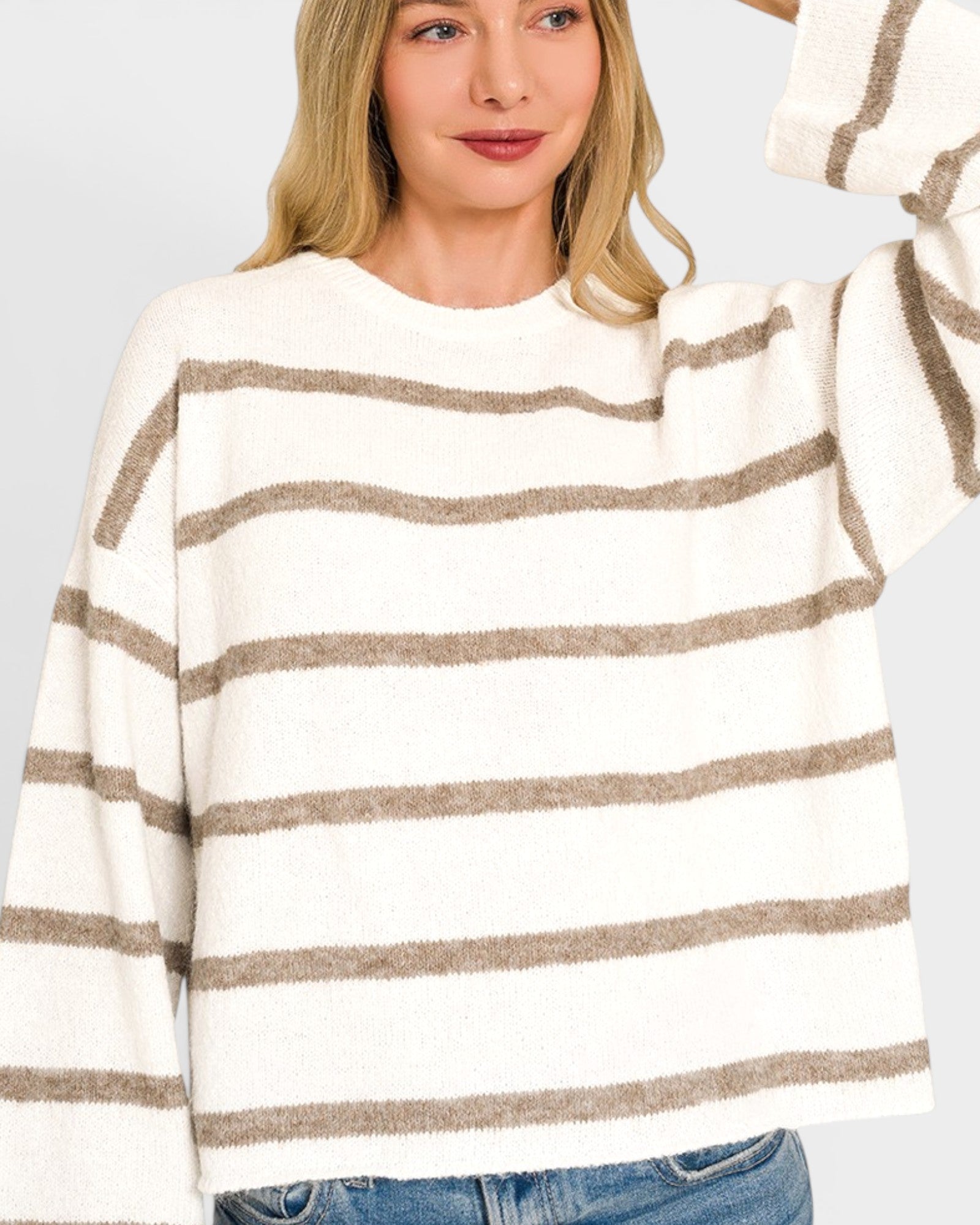 Mocha Stripe Knit Sweater