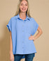 Light Blue Button Front Top