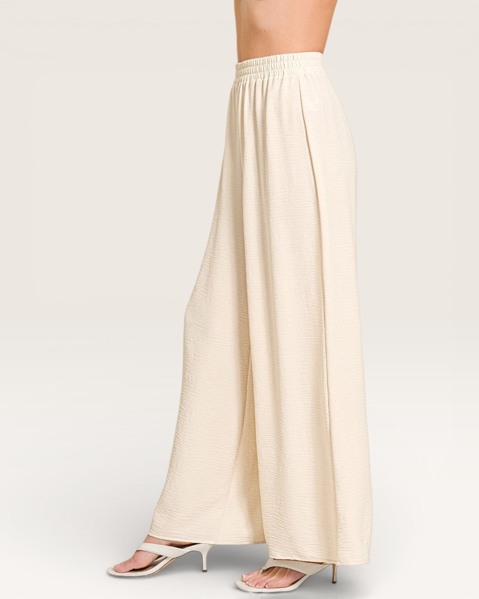 Cream Wide-Leg Pants