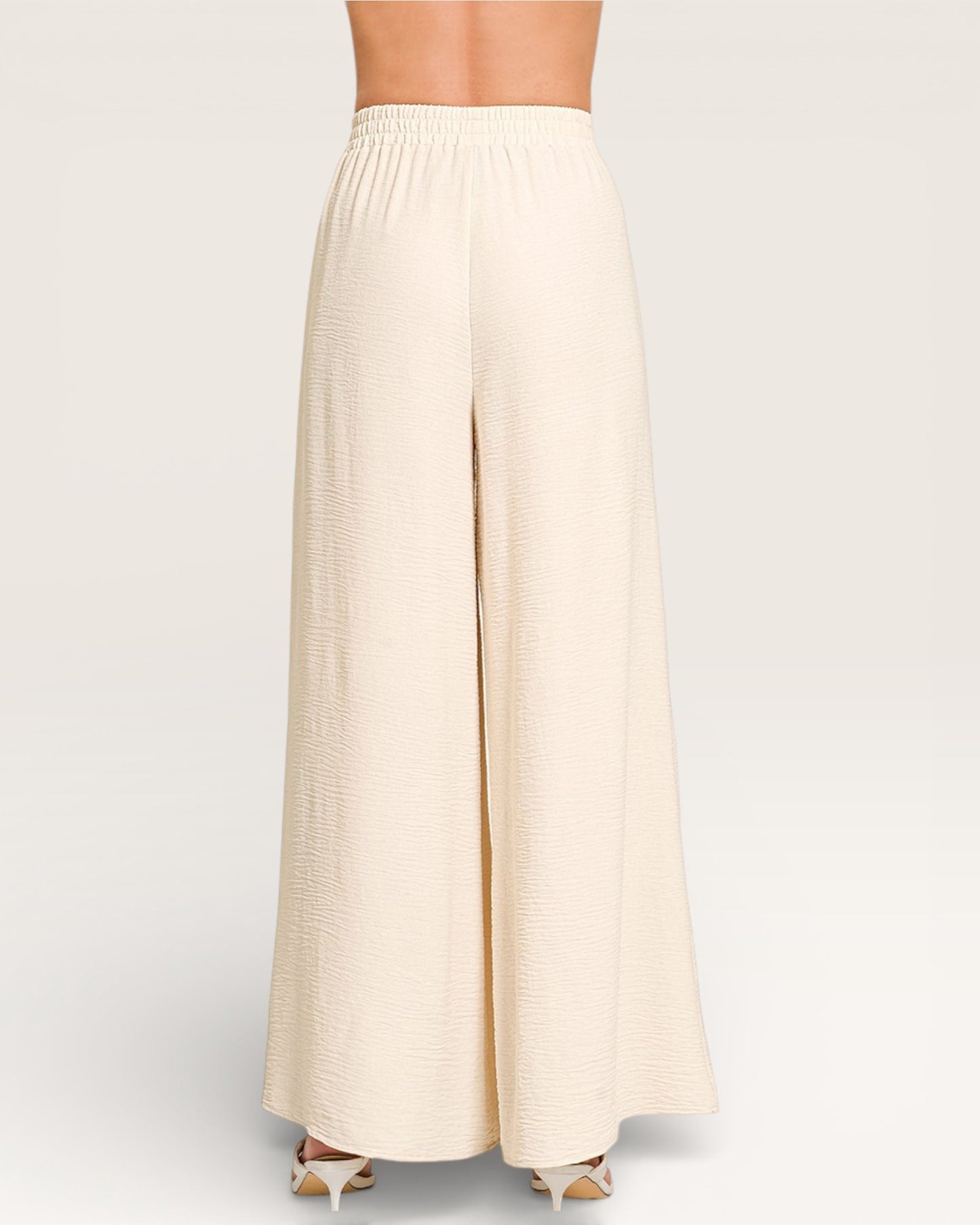 Cream Wide-Leg Pants
