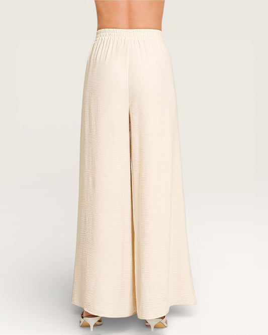 Cream Wide-Leg Pants