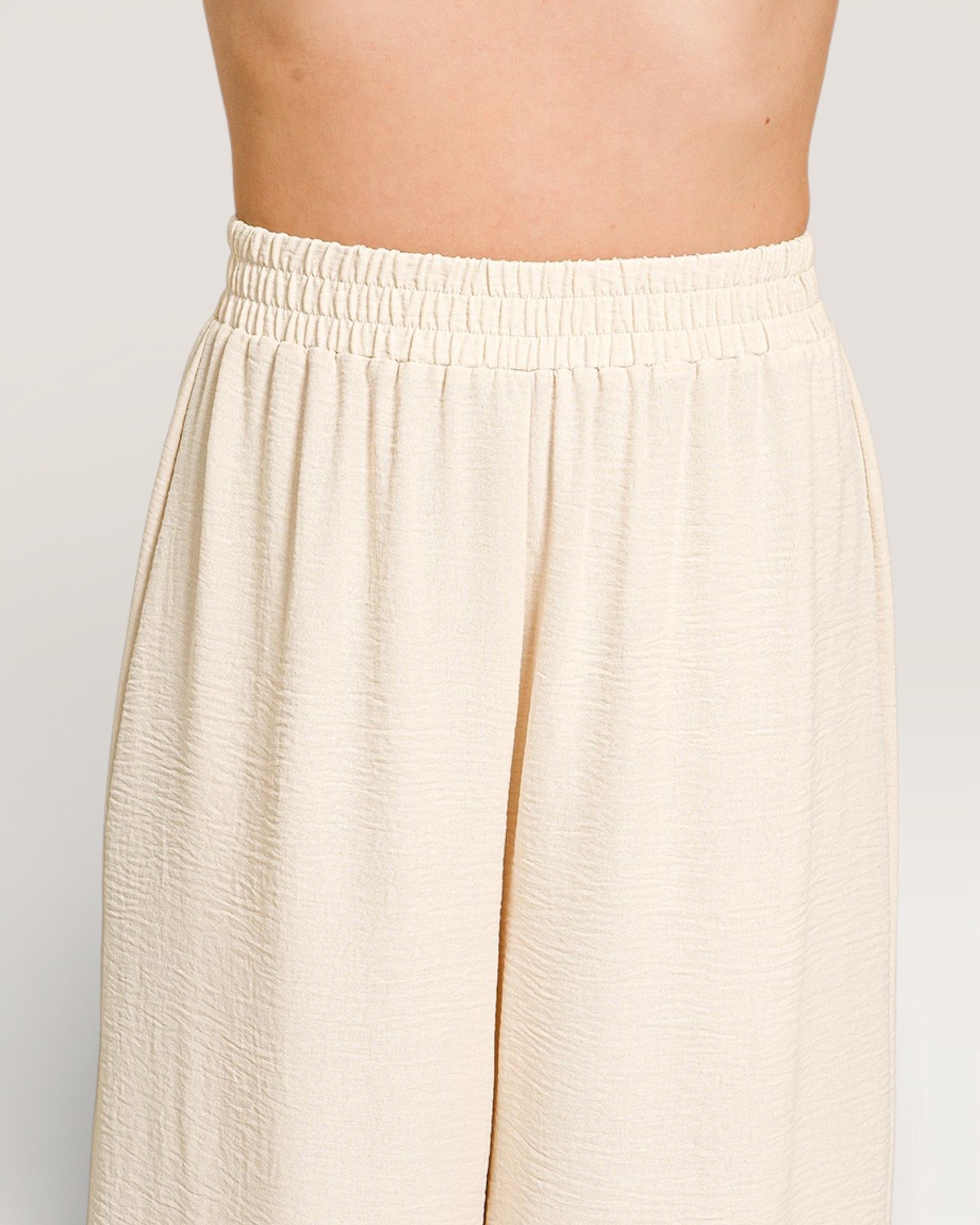 Cream Wide-Leg Pants