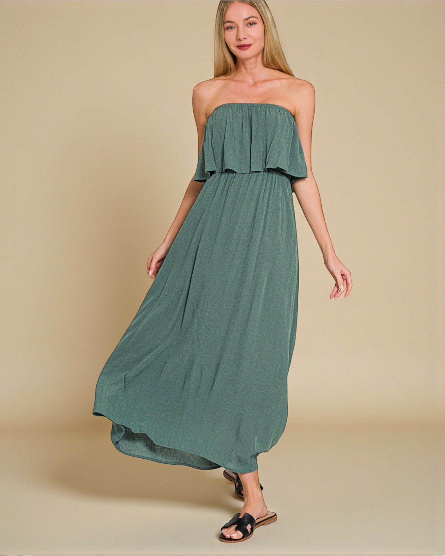 Sage Strapless Maxi Dress