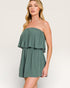 Sage Strapless Ruffle Romper