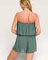 Sage Strapless Ruffle Romper