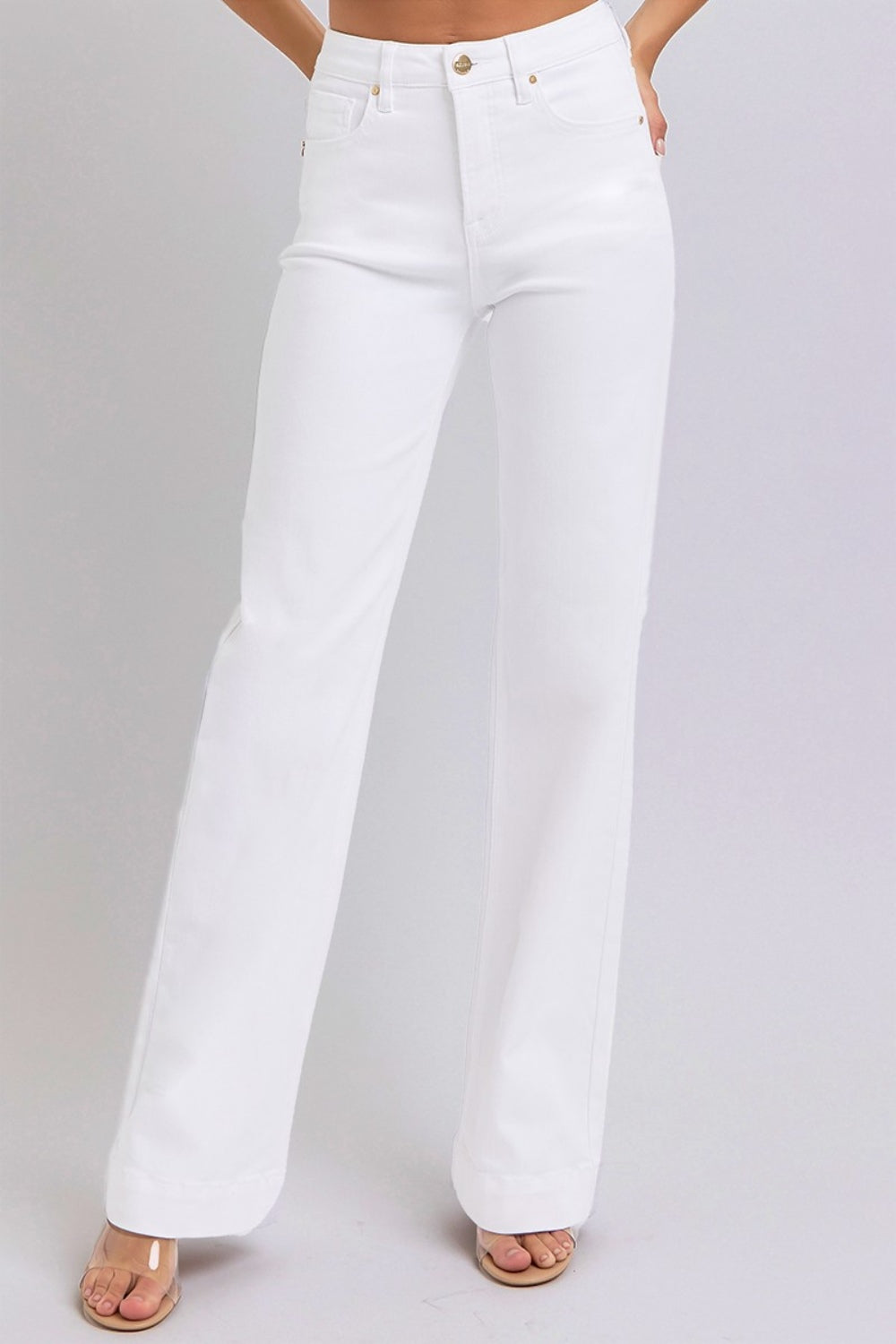 High Waist Straight Leg Jeans in White