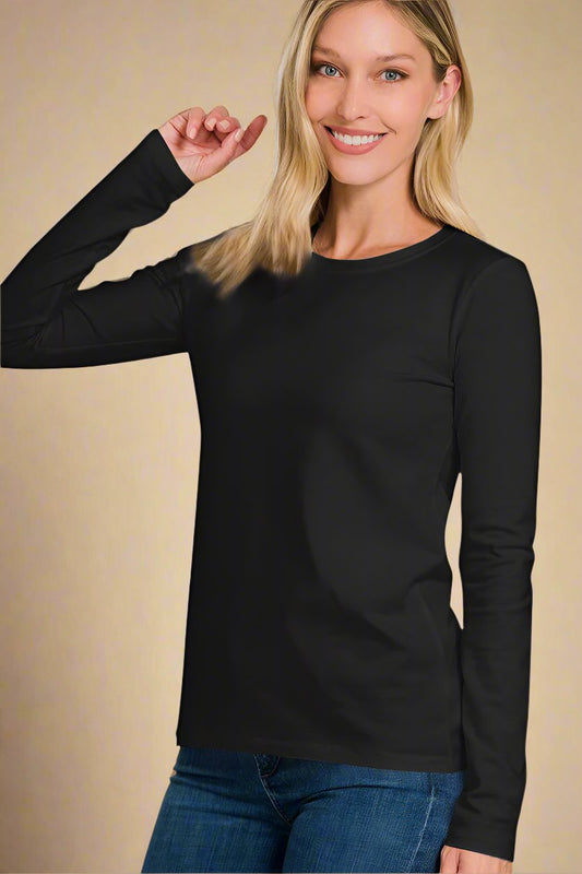 Black Crew Neck Long Sleeve T-Shirt